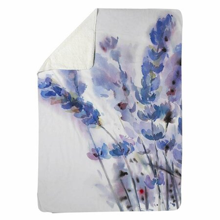 BEGIN HOME DECOR 60 x 80 in. Watercolor Lavender Flowers-Sherpa Fleece Blanket 5545-6080-FL230